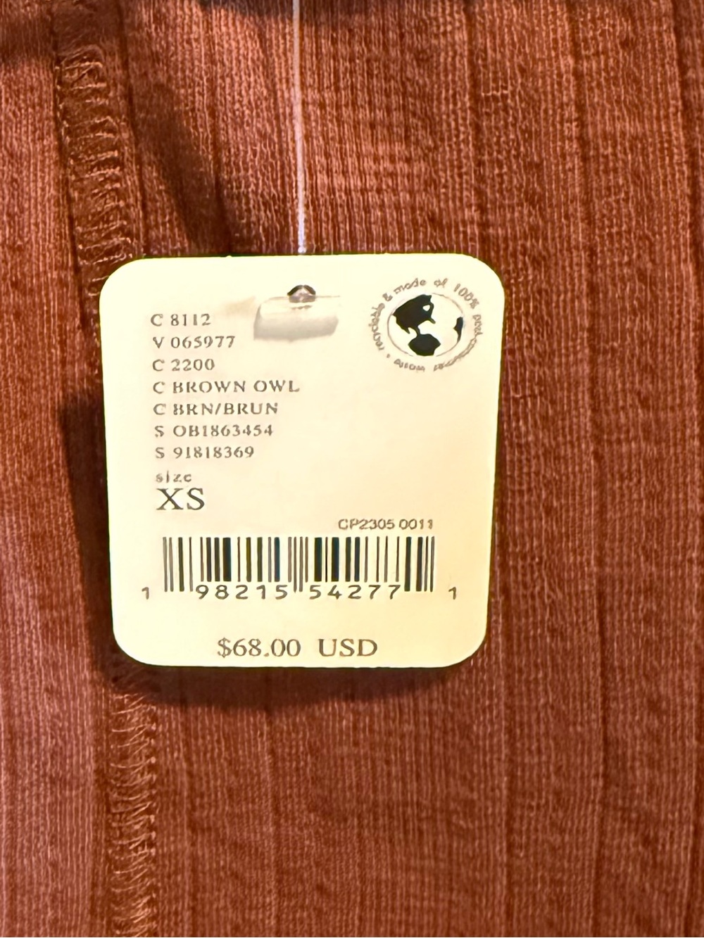 We The Free Daisy Rust Ribbed Button-Front Scoop Top - Picture 4 of 4